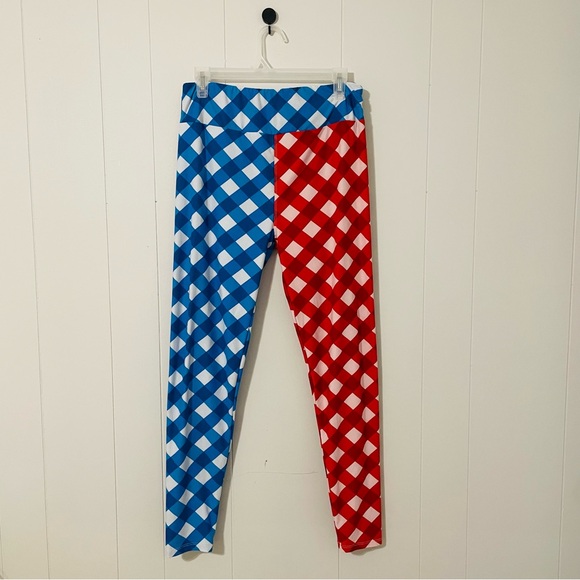 LuLaRoe Pants - LuLaRoe Red and Blue Checkered Leggings